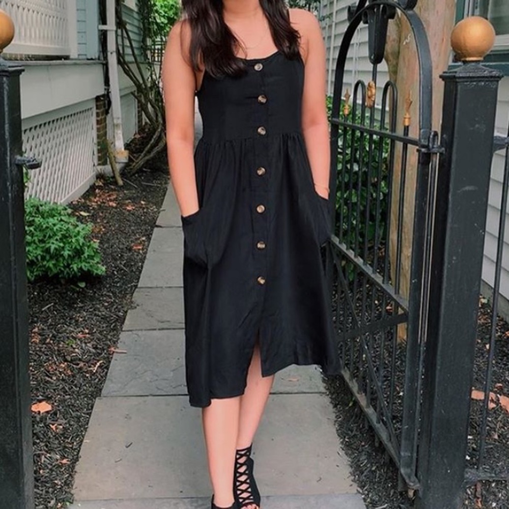 Dainty Black Button Down Dress